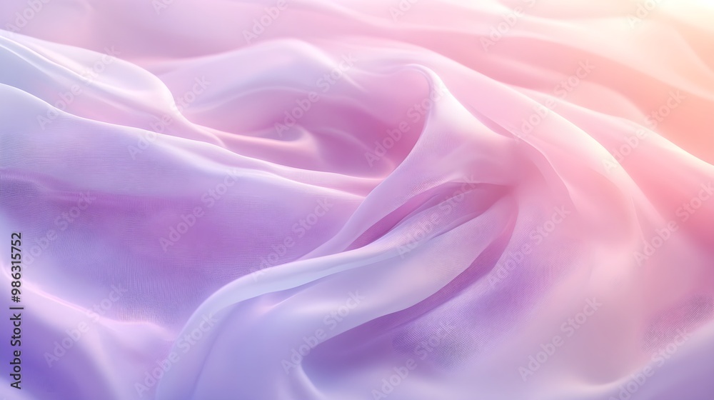 Obraz premium Smooth fabric adorned with colorful pastel waves image