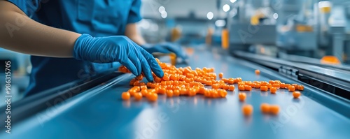 Automated machines sorting plastic waste in a futuristic facility photo