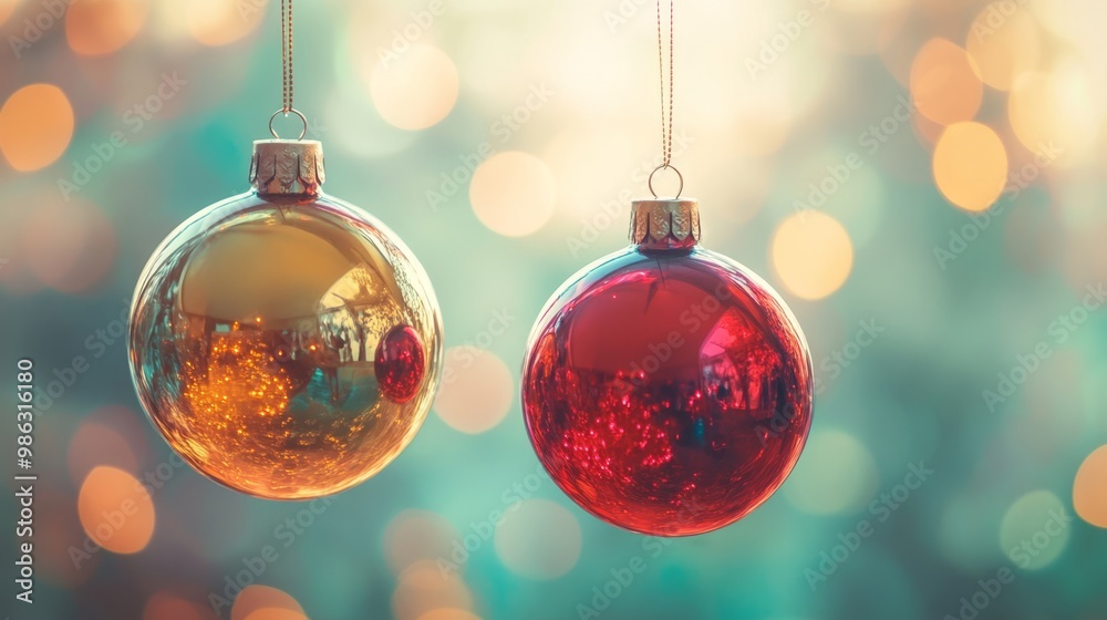 Fototapeta premium Merry Christmas and Happy New Year Holiday background. Xmas banner and web poster. Festive Greeting card