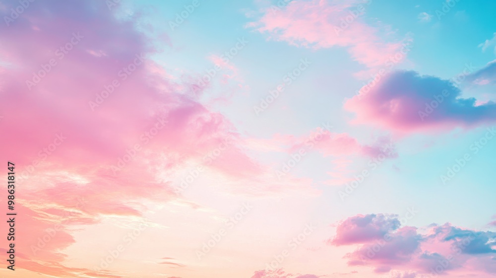 Soft pastel sky during sunrise with light pink and blue hues blending together Soft pastel sky during sunrise with light pink and blue hues blending together