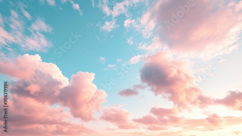 Serene pastel sky with light blue and peach hues blending together at dawn