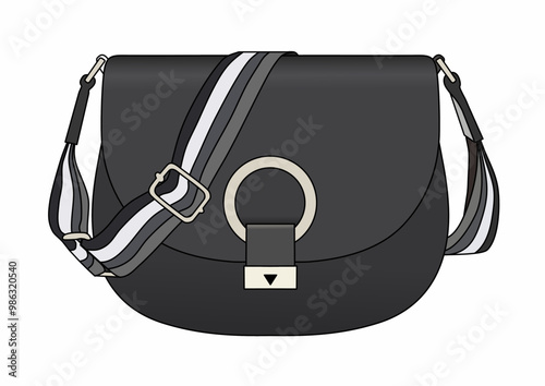 Black Sling Bag, Cross Body Bag for Female Accessories, Bags Design Isolated In White Background, Realistic Fashion Vector