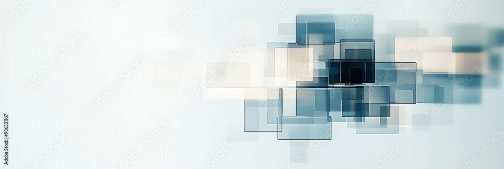 Abstract blue and white squares, overlapping and fading. Abstract blue and white squares, overlapping and fading.