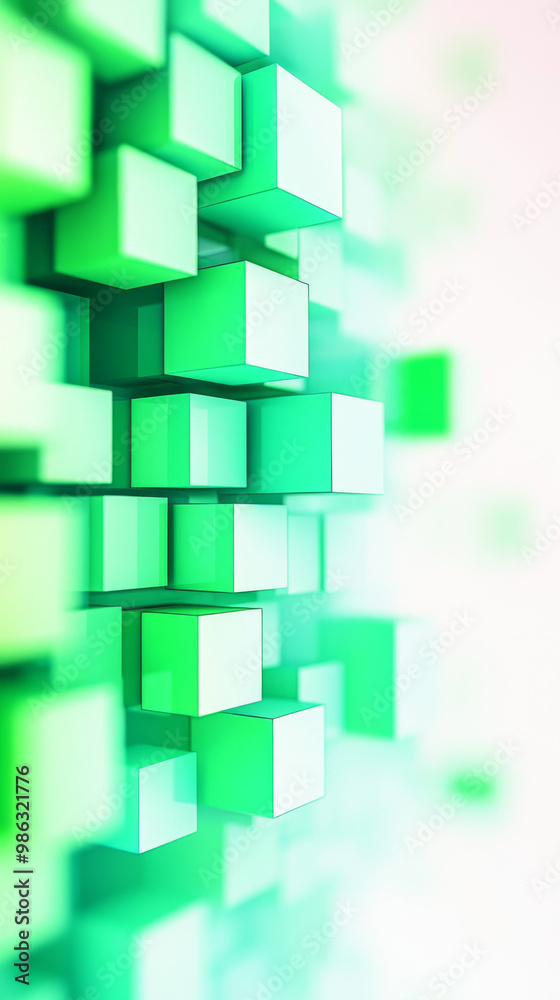 Obraz premium Abstract green cubes background.