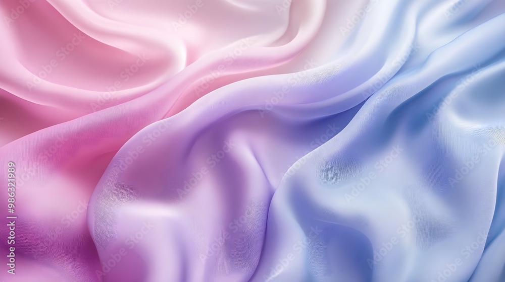 Fototapeta premium Colorful waves gently flowing on delicate fabric image