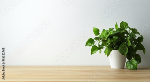 Modern minimalist interior with plants and sunlight creating serene atmospher...
