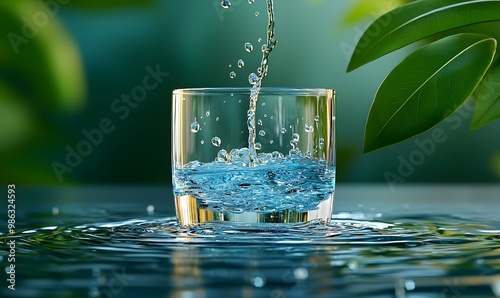 Close-up of water cascading through a reverse osmosis filter, showcasing the intricate flow and purification process of clean water. photo