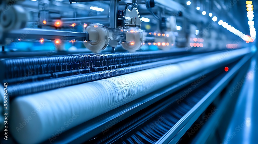 Close-up View of a Textile Manufacturing Machine Close-up View of a Textile Manufacturing Machine
