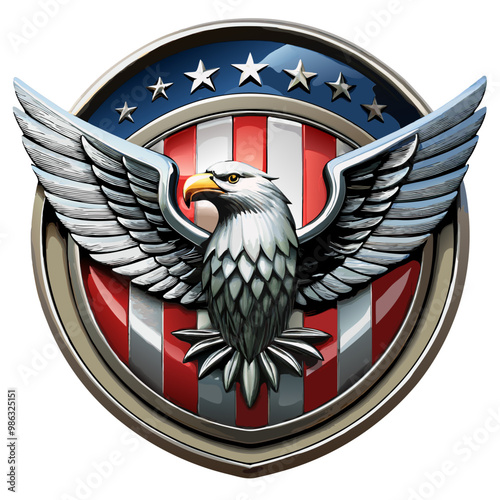 American eagle emblem on black vector image, isolated on white background
