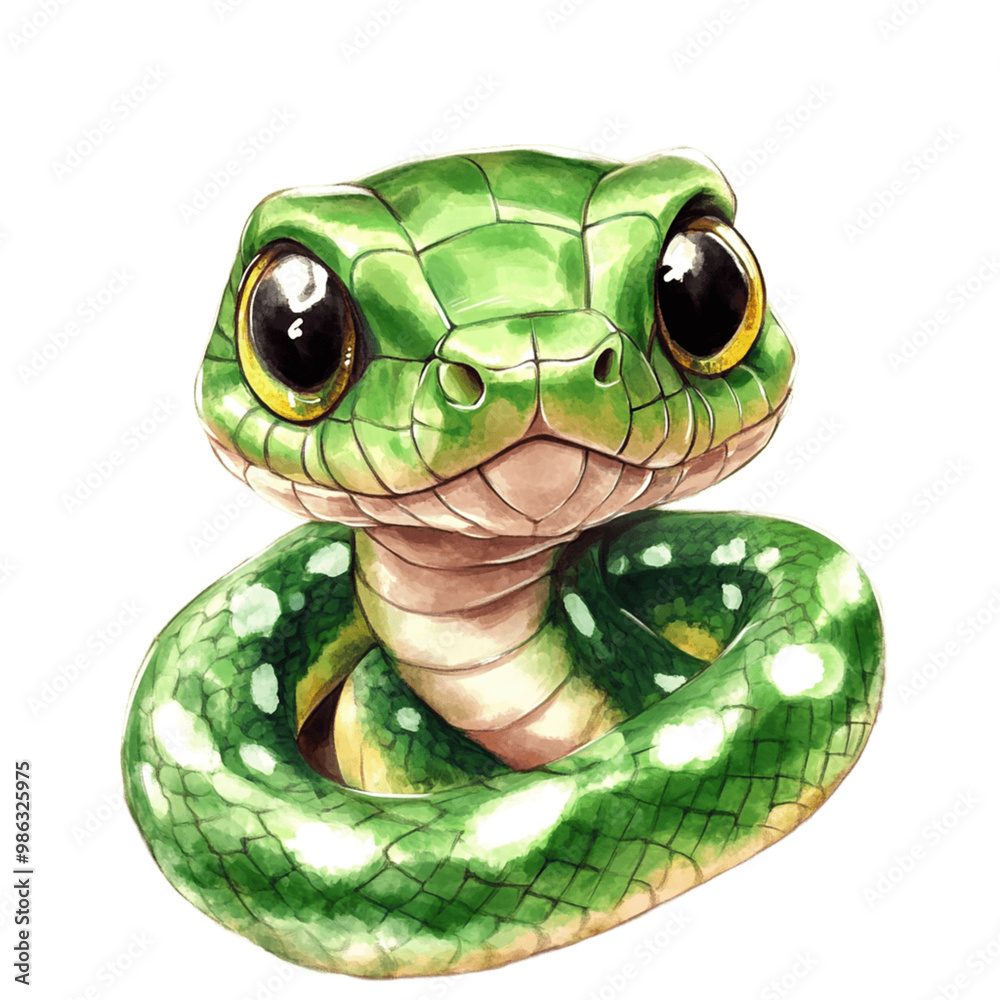 green snake on white background green snake on white background