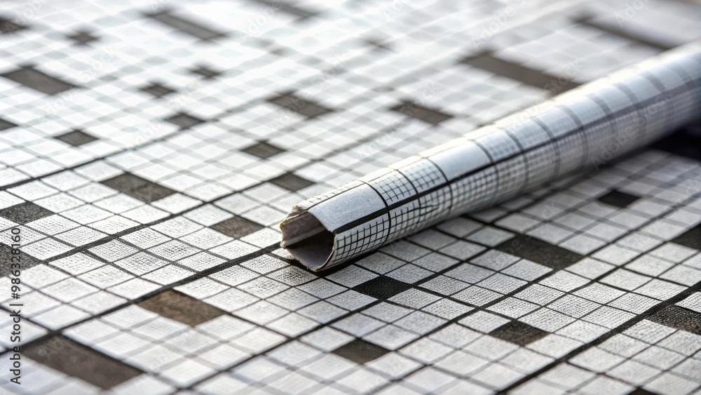 Closeup of a crossword puzzle in a newspaper Closeup of a crossword puzzle in a newspaper