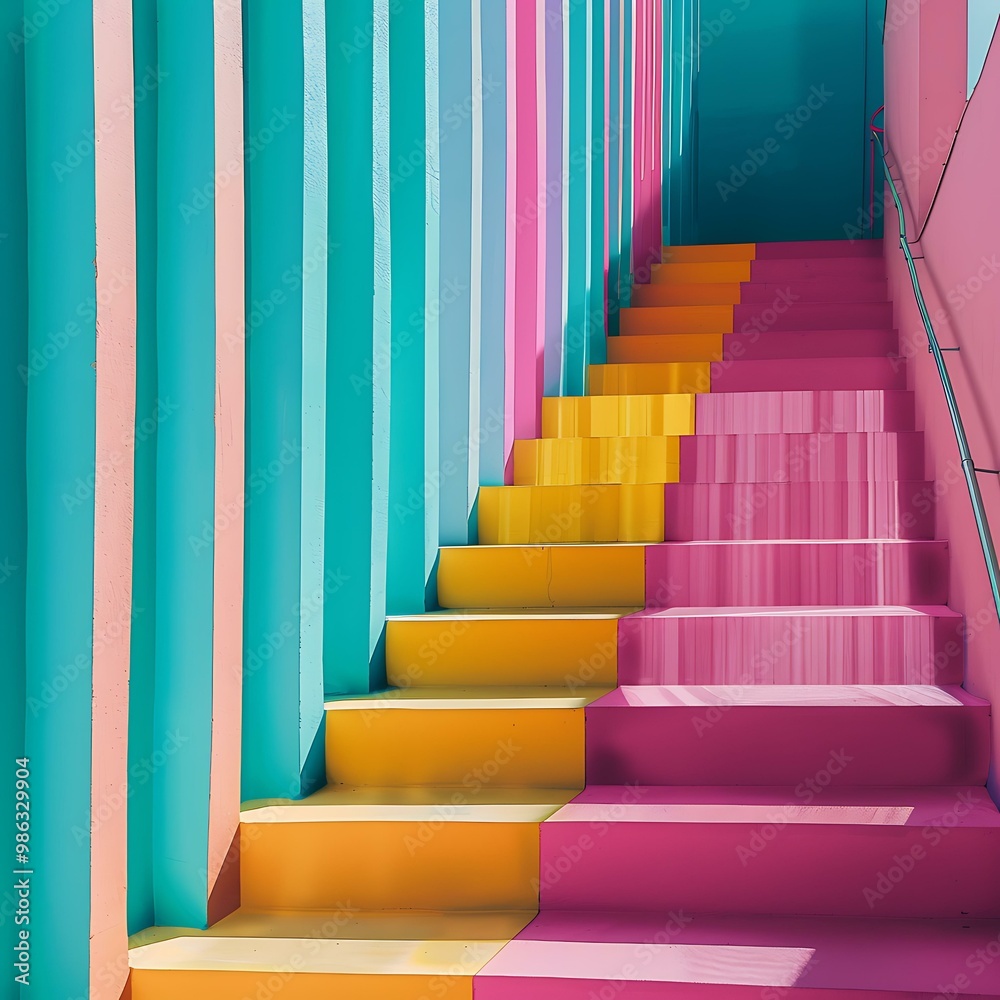 Obraz premium Colorful Stairs In Modern Architecture