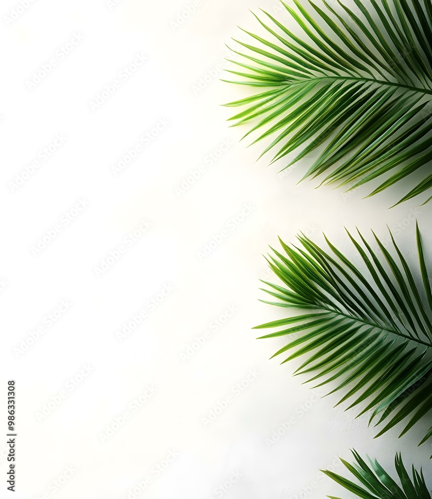 Green Palm Leaves on White Background Green Palm Leaves on White Background