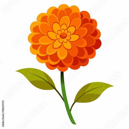 Marigold Flower Vector Illustration on White Background - SVG, Cricut, Silhouette Cut Files, Clipart, Logo Icon, Graphic Design Element