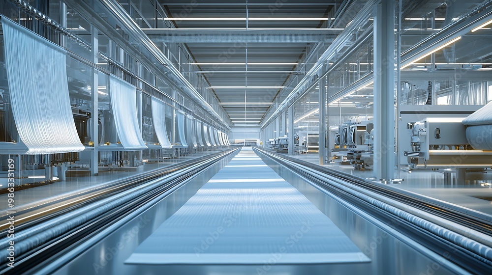 Modern Factory Interior with Conveyor Belt Modern Factory Interior with Conveyor Belt