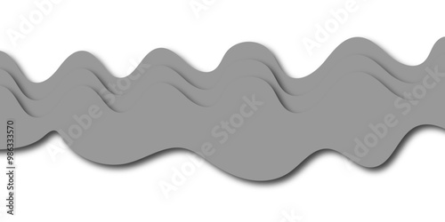 Abstract papercut background. Gray modern wavy layers composition. Gray background with 3D texture, free space for writing text. Cover or splash template for web design. Backdrop with simple shapes. 