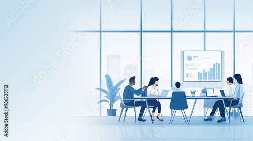 Business people having a corporate meeting discussing financial charts and business growth