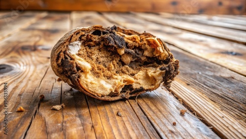 Close-up of a fruiting body of dry rot on a wooden floor photo