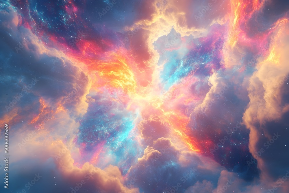 Holographic Energy and Cosmic Nebula Scene for Advertising and Sale Promotion Backgrounds Holographic Energy and Cosmic Nebula Scene for Advertising and Sale Promotion Backgrounds