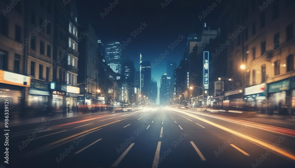 Obraz premium night city street