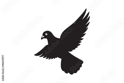 Rock Pigeon silhouette vector illustration, Rock Pigeon silhouette vector, Rock Pigeon PNG. photo