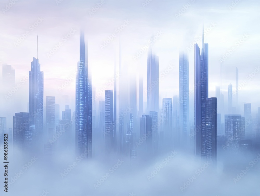 Enigmatic Cityscape: A Serene Urban Landscape Shrouded in Mystical Fog, Evoking a Sense of Calm and Mystery in the Heart of the Metropolis Enigmatic Cityscape: A Serene Urban Landscape Shrouded in Mystical Fog, Evoking a Sense of Calm and Mystery in the Heart of the Metropolis
