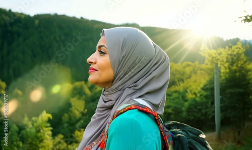 Iranian Woman Hiking in Serene State Park