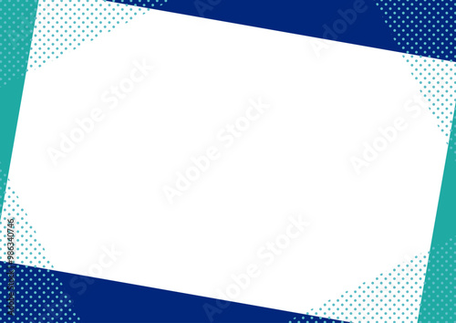 幾何学　フレーム 　シンプル　水色　青　ドット