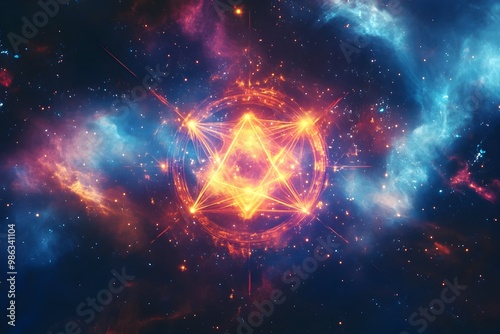 Holographic Energy Sigils in Cosmic Nebula for Advertising and Sales Promotion photo