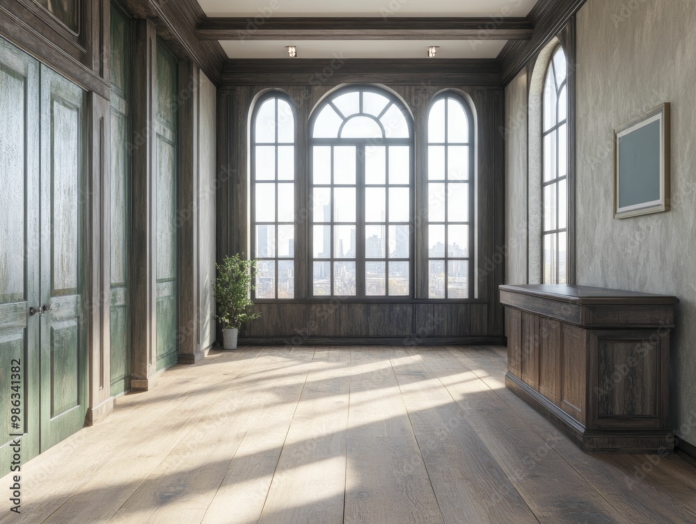 Spacious Room Featuring a Large Window Allowing Natural Light to Flood In, Creating an Inviting and Airy Atmosphere with Soft Decor and Harmonious Color Palette Spacious Room Featuring a Large Window Allowing Natural Light to Flood In, Creating an Inviting and Airy Atmosphere with Soft Decor and Harmonious Color Palette