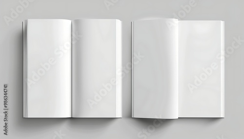 Blank book mockup isolated on gray background.