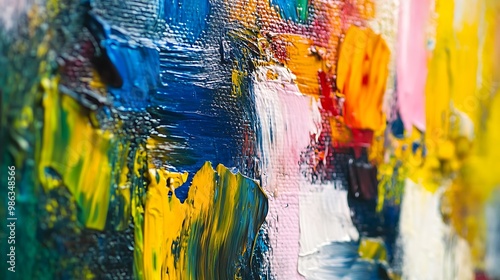 A vibrant abstract painting with bold colors and textured brushstrokes, showcasing artistic expression.