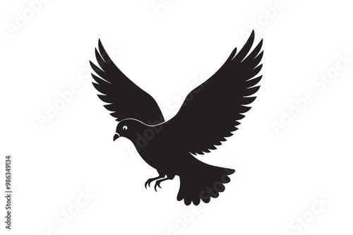 Rock Pigeon silhouette vector illustration, Rock Pigeon silhouette vector, Rock Pigeon PNG.