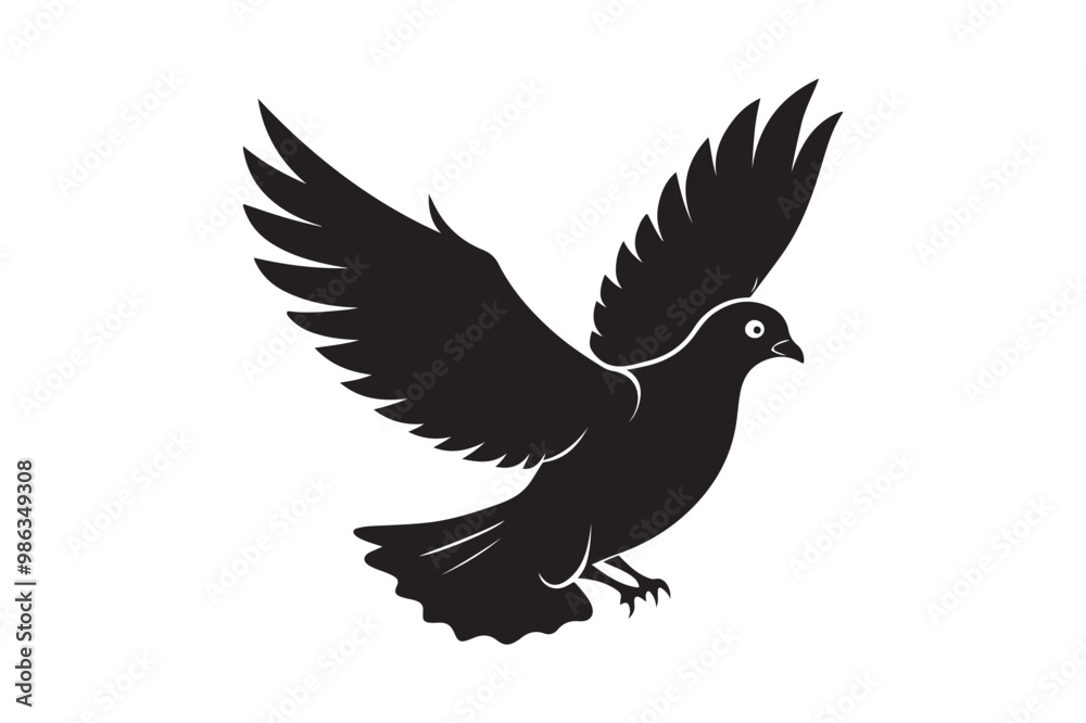 Fototapeta premium Rock Pigeon silhouette vector illustration, Rock Pigeon silhouette vector, Rock Pigeon PNG.