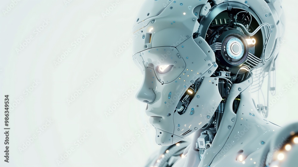 AI robot with modern, futuristic design, showcasing artificial intelligence-driven automation and problem-solving in smart industry settings.
AI robot with modern, futuristic design, showcasing artificial intelligence-driven automation and problem-solving in smart industry settings.