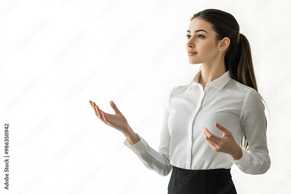 confident, professional and elegant businesswoman, white background confident, professional and elegant businesswoman, white background