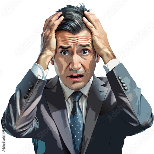 Omg shame businessman vector image, isolated on white background
