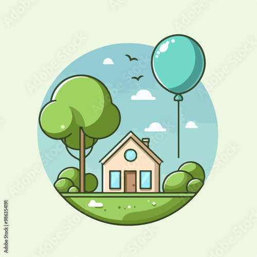 Illusratiton balloon house