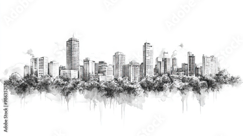 Moca, Dominican Republic, black and white pen pencil hand-drawn effect drawing illustration for travel poster, card, wallpaper, backdrop or banner. Modern, clear, artistic and simple