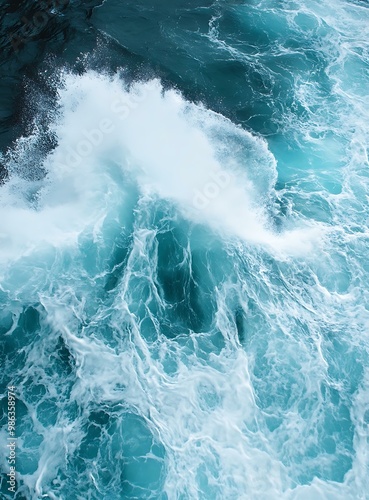 Ocean Waves Breaking and Creating Foam