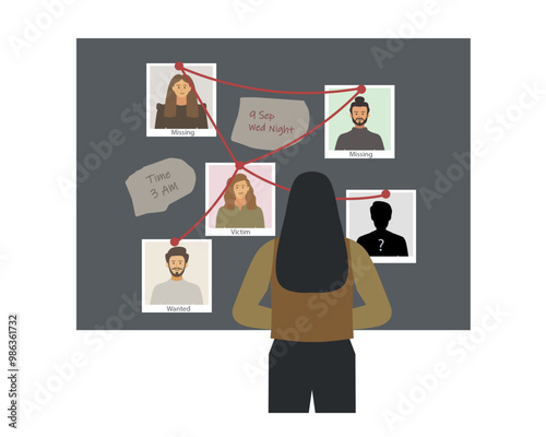 Murder case investigation vector illustration