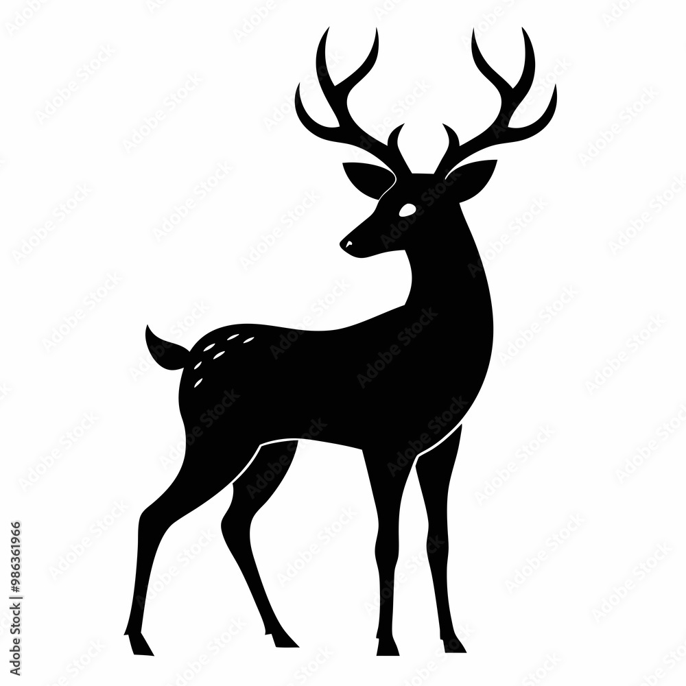 Obraz premium Vector deer silhouette on white background