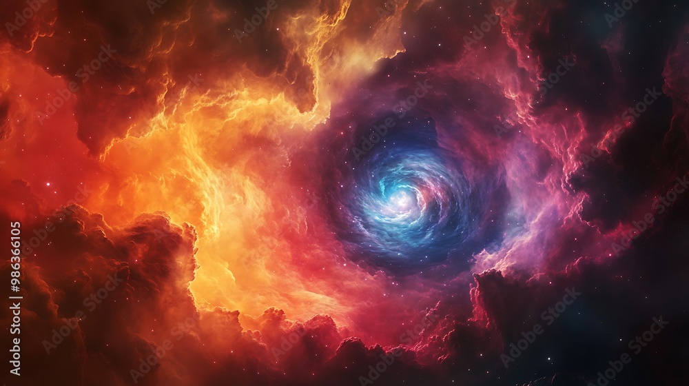A vibrant cosmic swirl of colors representing a galaxy or nebula in deep space. A vibrant cosmic swirl of colors representing a galaxy or nebula in deep space.
