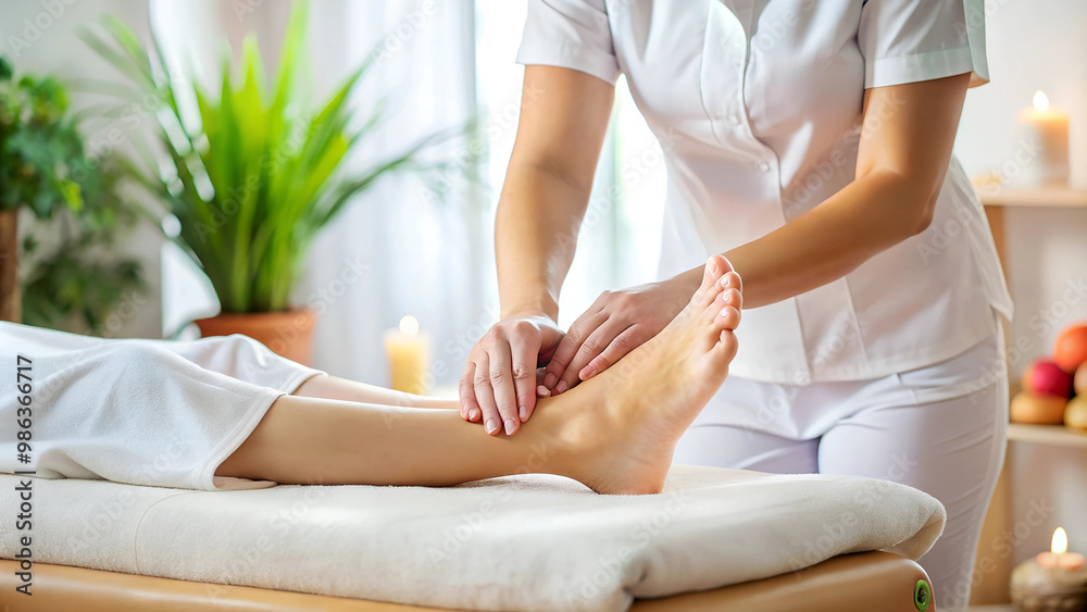 Foot massage by specialist for enhancing blood circulation Foot massage by specialist for enhancing blood circulation