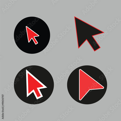 Free Download arrow icon set There are four different styles Computer mouse pointer Red is black icons silhouette vector style with white background - GFXLoad