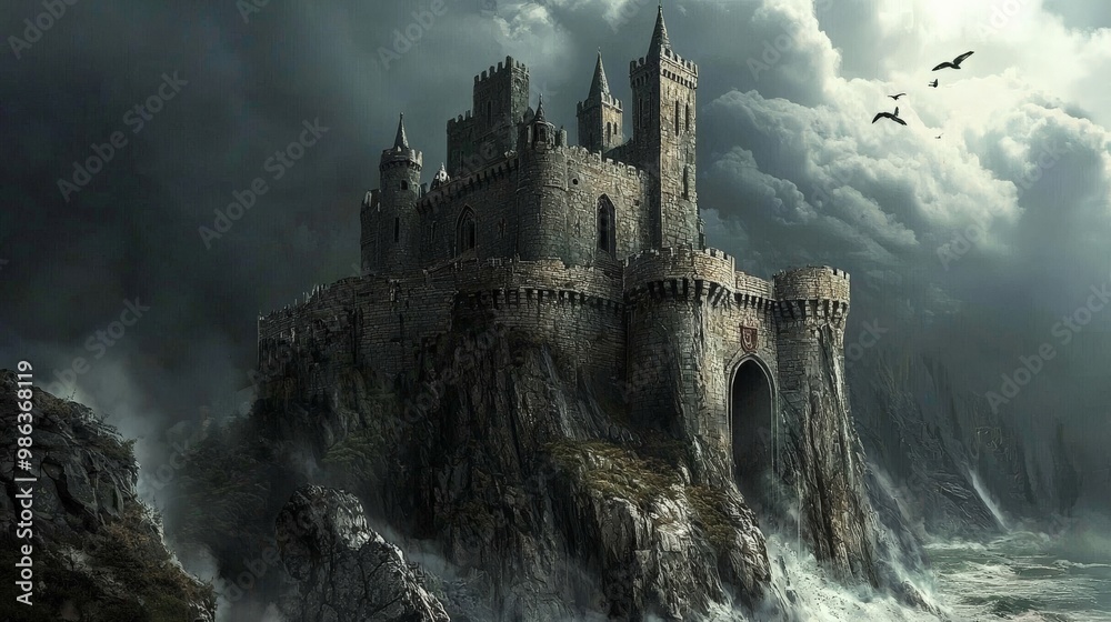 Fototapeta premium A castle where political injustice is the foundation, built on the backs of the oppressed, crumbling under its own weight