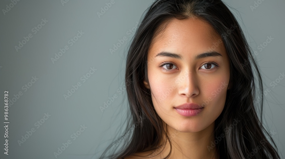 A woman with long dark hair and a nice smile A woman with long dark hair and a nice smile