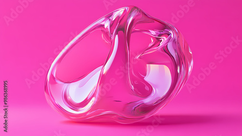 Abstract 3d graphic object on bright magenta background. 3D Modeling. Illustration