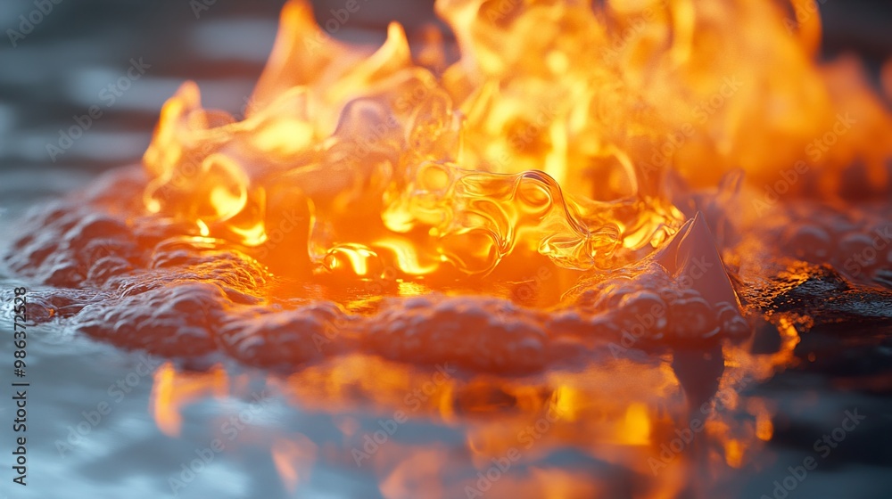Abstract Fire and Water Reflection