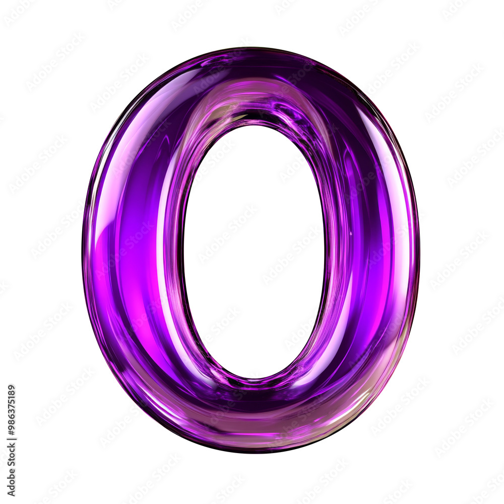 Dark purple Hologram metallic 0 number alphabet Realistic 3D on white background. Generative AI Dark purple Hologram metallic 0 number alphabet Realistic 3D on white background. Generative AI